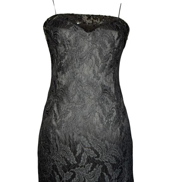 Vintage black sequin lace dress XS - Picture 5 of 16